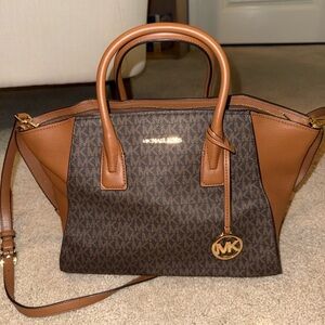 Michael Kors Dark Brown and Tan Satchel